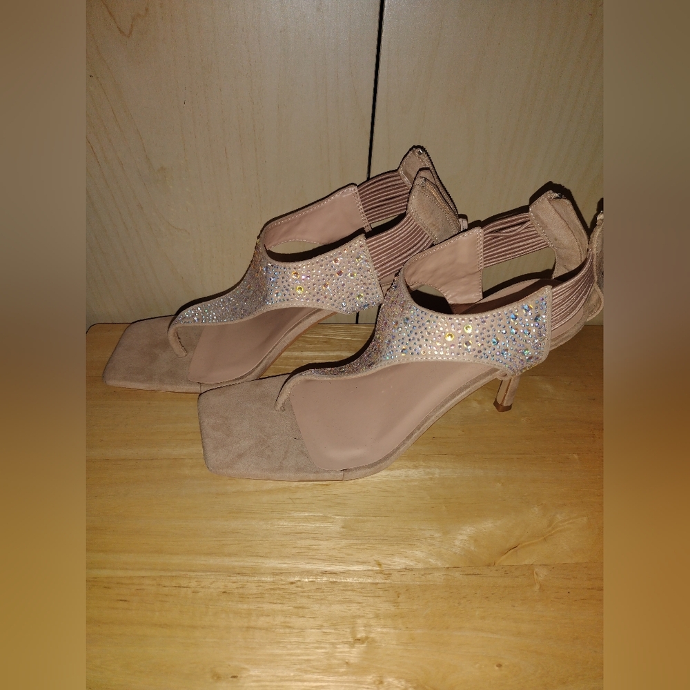 Nude Rhinestone Heeled Sandals – Size 10 (Rouge Helium) - Picture 4 of 7